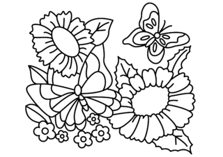 Fleurs et papillons 01 - Coloriages fleurs, fruits et légumes - Coloriages - 10doigts.fr